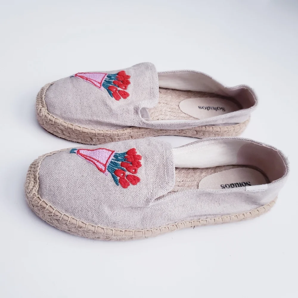 Soludos Tan Embroidered Tulip Espadrilles - Picture 4 of 7